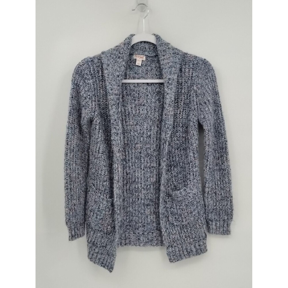 Cat & Jack Blue Pink Marled Open-Front Knit Cardigan Pockets L 10/12